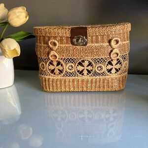 Vintage Pine Needle Woven Basket Bag